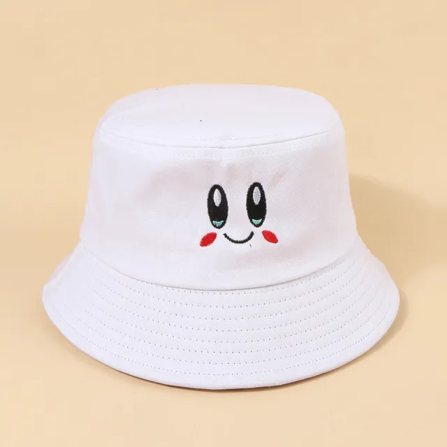Japanese Style All matching Women's Spring And Autumn Bucket Hat Cute Expression White - Shop at LoveMi