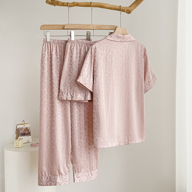 Women's Spring And Summer Thin Sweet Leopard Print Pajamas