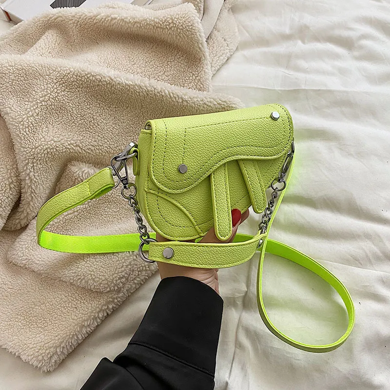 Mini Children's Women's Portable Crossbody Concave Shape Bag - Green