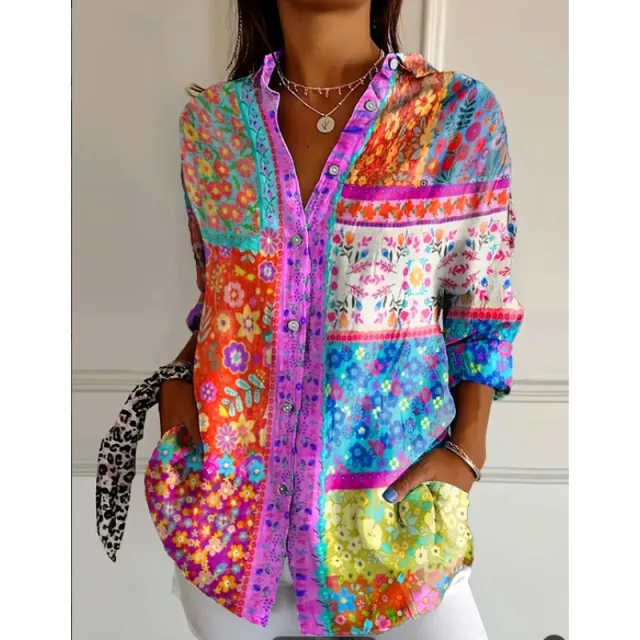 Fashion Casual Shirt Digital Printing Lapel Long Sleeve Shirt Color3 3Xl - Shop at LoveMi