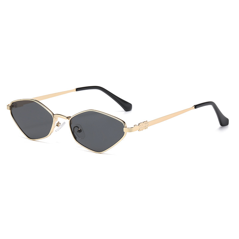 Metal Small Frame Rhombus Cat Eye Sunglasses - Image 7