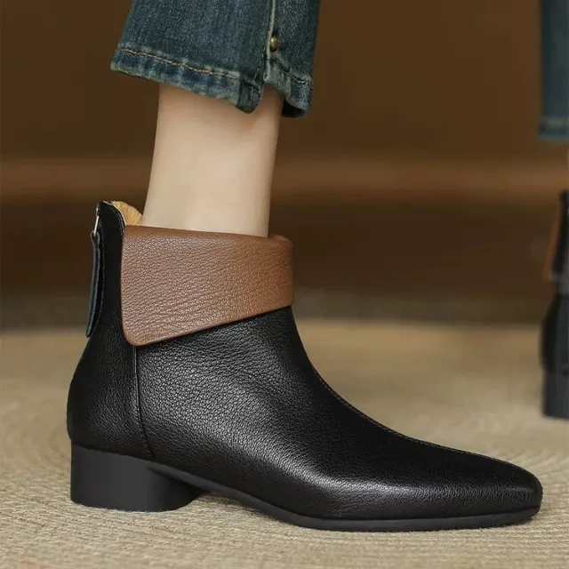 Women's Versatile Single layer Cotton lined French style Martin Boots Black - Shop at LoveMi