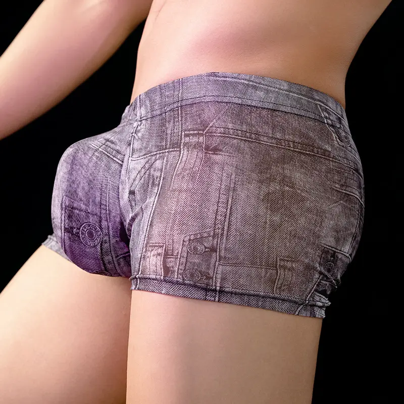 Men's Lightweight High Denim Printing Low Waist