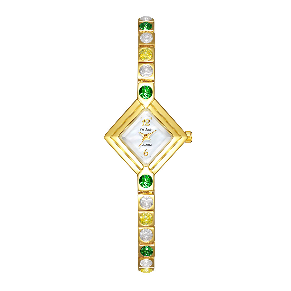Light Luxury Temperament Gradient Diamond Anique Pocket Watch Spring Green Women's Watch