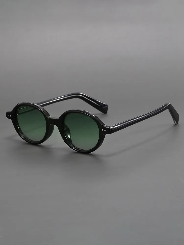Retro Oval Black Frame Sun Shade Glasses