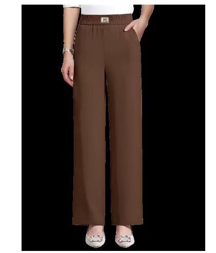 Womens Casual Wide-leg Straight Pants With A Colorful Elastic Waist