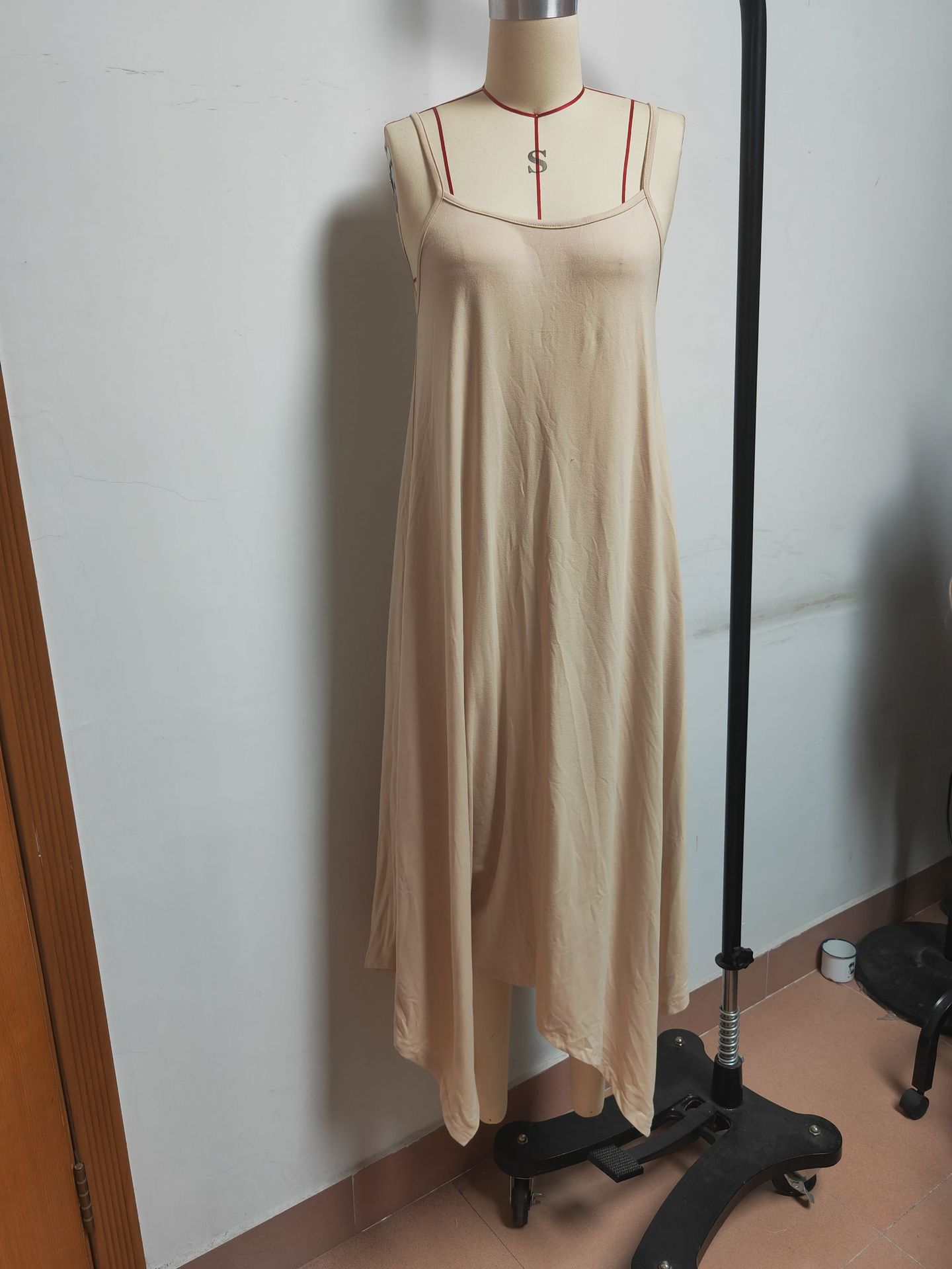 Fashion Solid Color Sling Backless Irregular Sleeveless Loose Dress