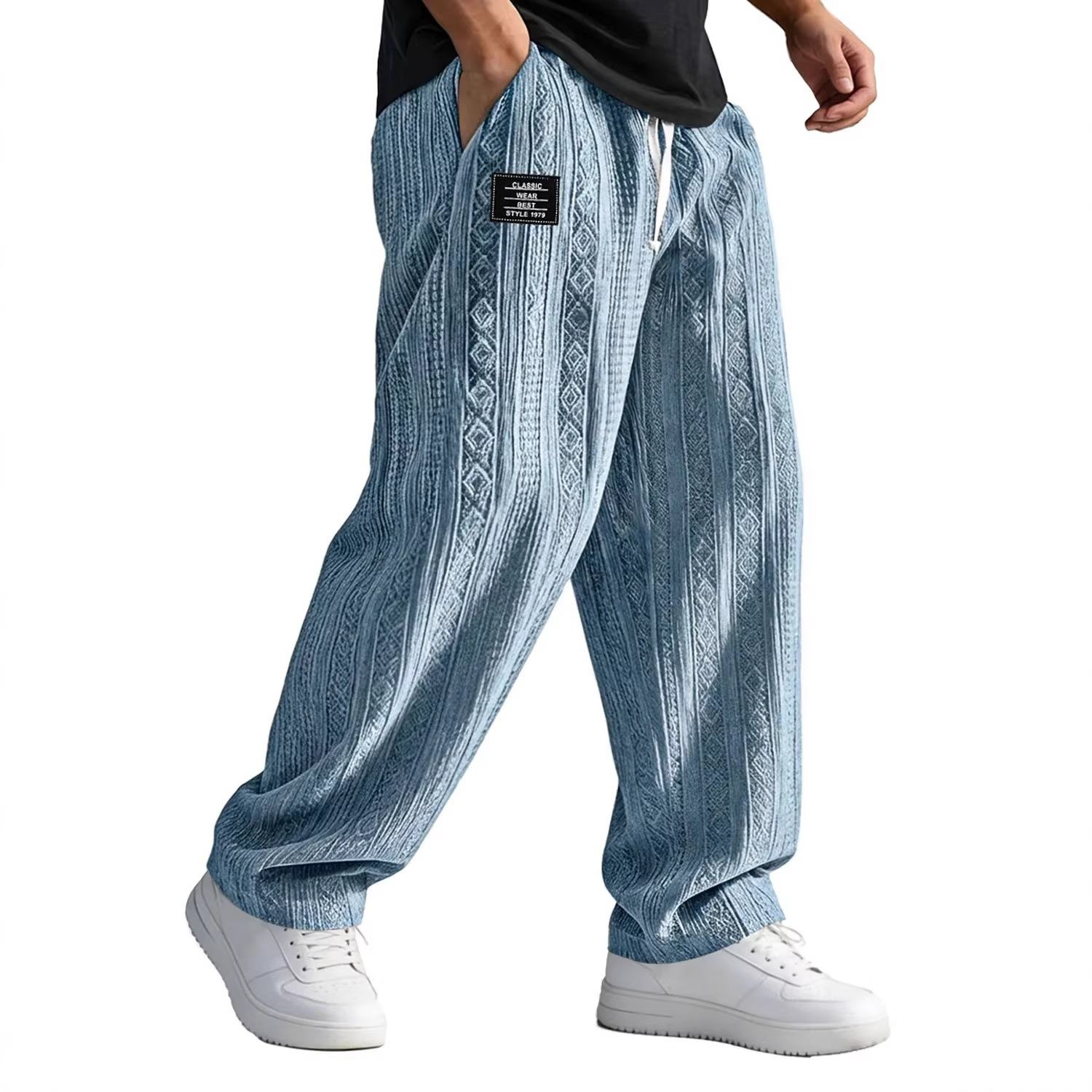 European And American Style Pocketed Straight-Leg Loose Lace-Up Sporty Casual Pants For SpringSummer