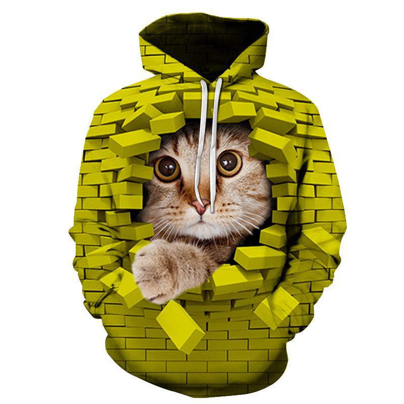 Couples Hoodie With 3D Digital Cat Print