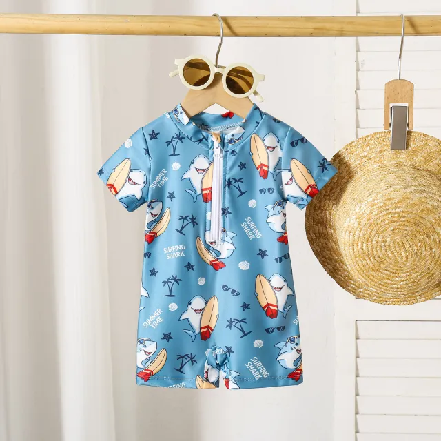 Thin Boys' Shark Print Swimsuit Blue - Shop at LoveMi
