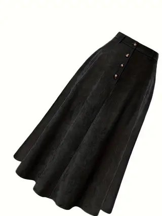 Deer Skin Velvet Skirt With Women's Stylish Buttons