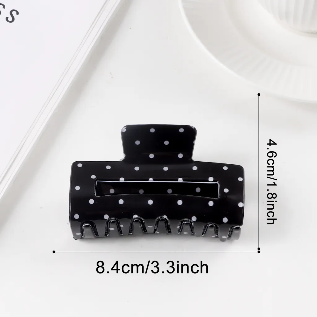 Square Polka Dot Style Elegant Updo Shark Clip - Black