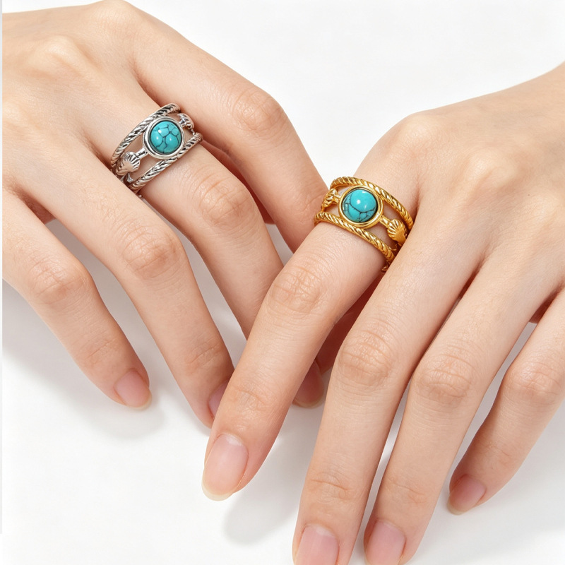 Wide-Band Imperial Vintage Turquoise Ring | Adjustable Openwork — view 6
