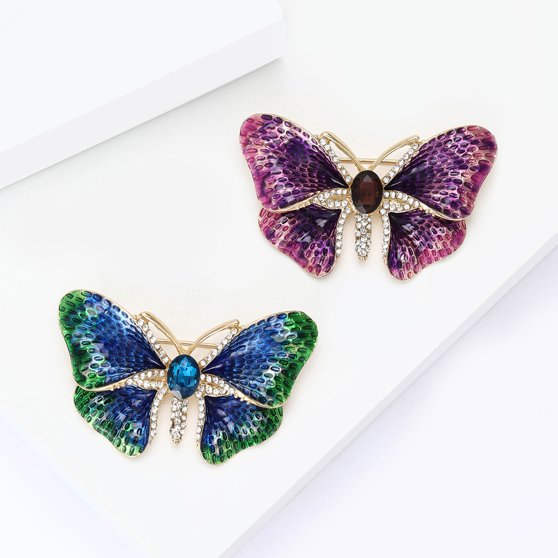 KC Gold Purple Butterfly Brooch