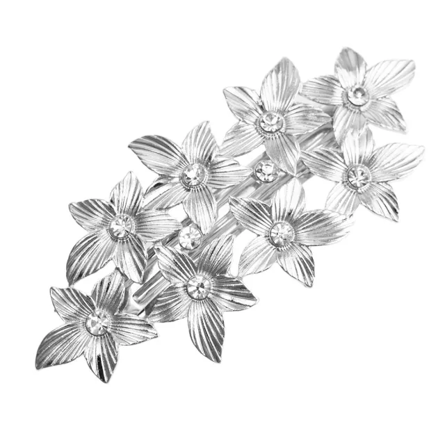 European And American Complex Classical Luxury Metal Texture Leaves Barrettes Silver - Shop at LoveMi