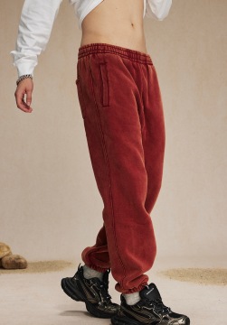 High Street American Retro Washed Distressed Batik Fleece Ankle-tied Casual Sweatpants Male