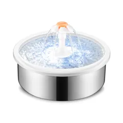 Round Semi-steel Pet Water Dispenser Electric Cycle - Silver - View 1