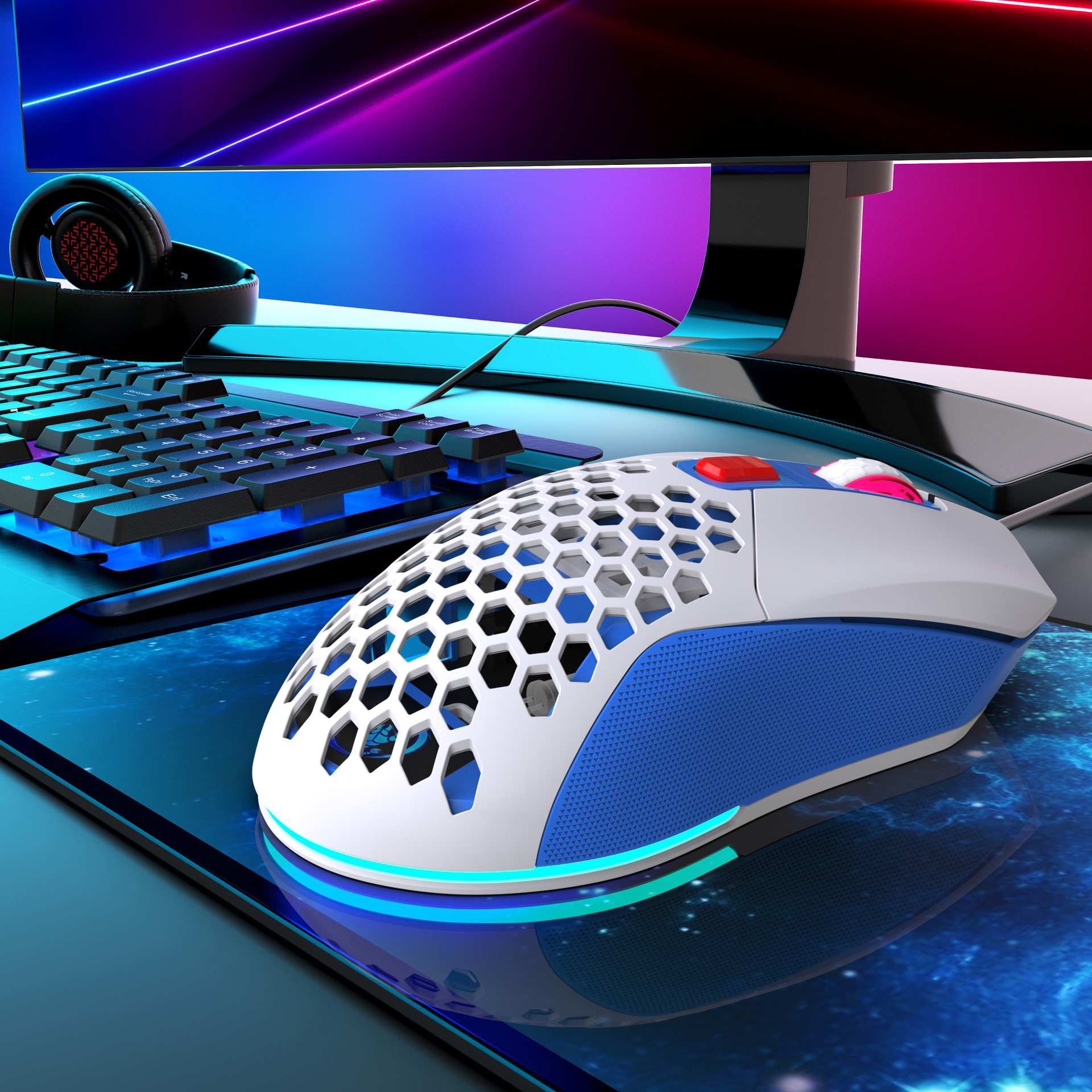 Hollow Out Wired E-sports mus RGB Luminous Lightweight - Miniatyr 18