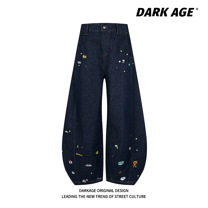 American Retro Cartoon Embroidered Machete Jeans