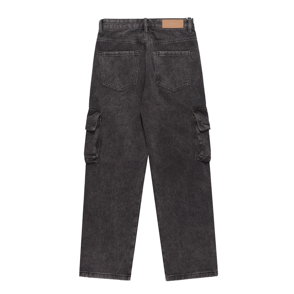 Mechanical Style Pocket Design Straight Jeans - Image 1