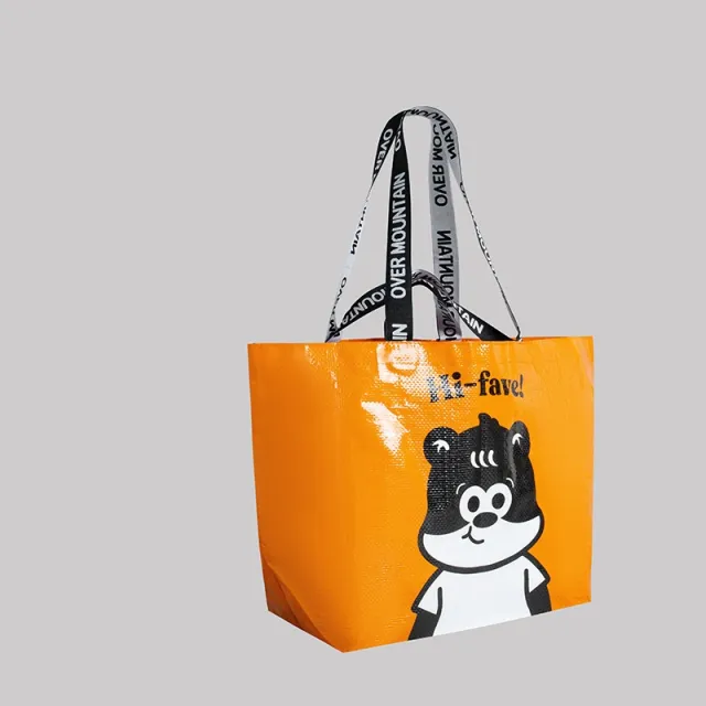 Waterproof Cartoon Woven Foldable Eco friendly Shopping Bag Orange - Shop at LoveMi