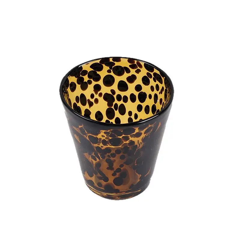 New Brown Amber Tortoiseshell Round Glass Cup