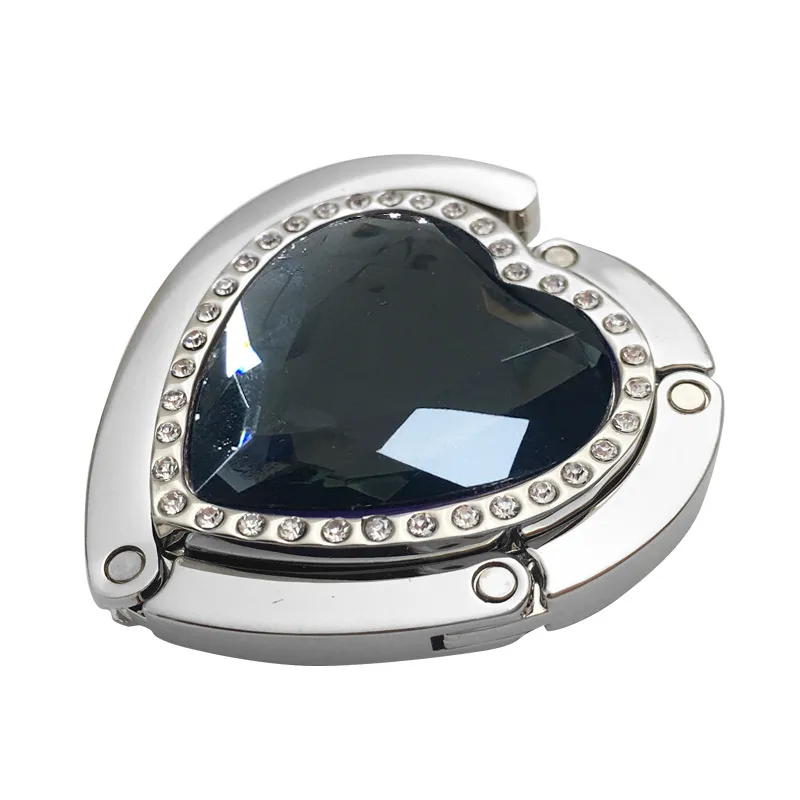 Creative Fashion Heart-shaped Single Row Diamond Table Hook - Gray