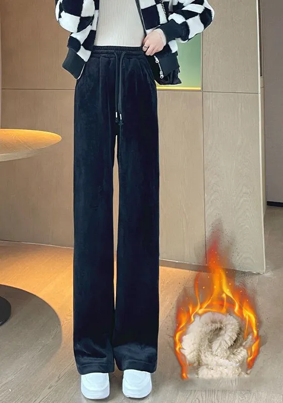 Maternity Pants Winter Wear Straight Narrow Cashmere Wide leg Pants High Waist Velvet Thickening Warm Corduroy Pants Black Ninth - Shop at LoveMi