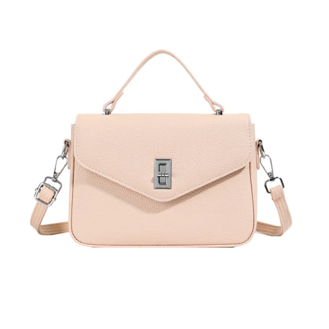 Fashion Casual All match Commute Cowhide Portable Shoulder Messenger Bag Pink - Shop at LoveMi