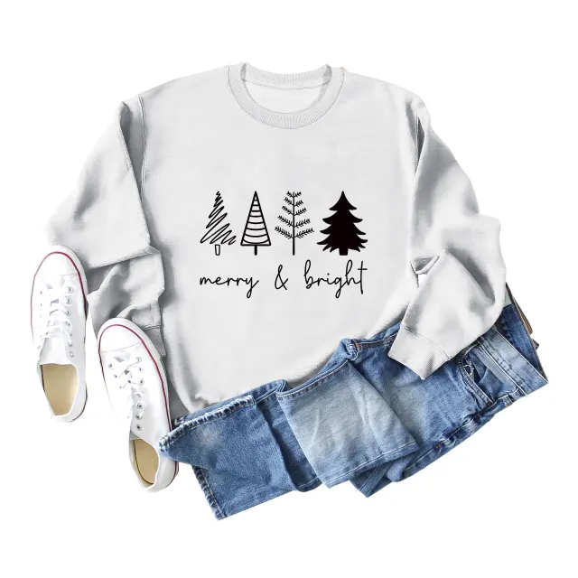 Printing Casual Women's Round Neck Loose Sweatshirt Shirt White And Black - Shop at LoveMi