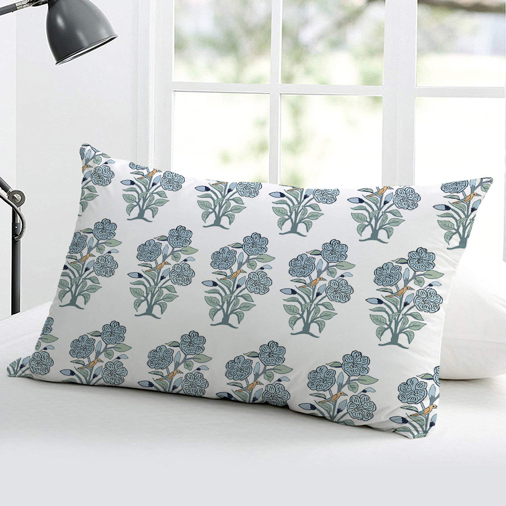 Title 1, Plant Flower White Hemp Rectangular Pillow Cover