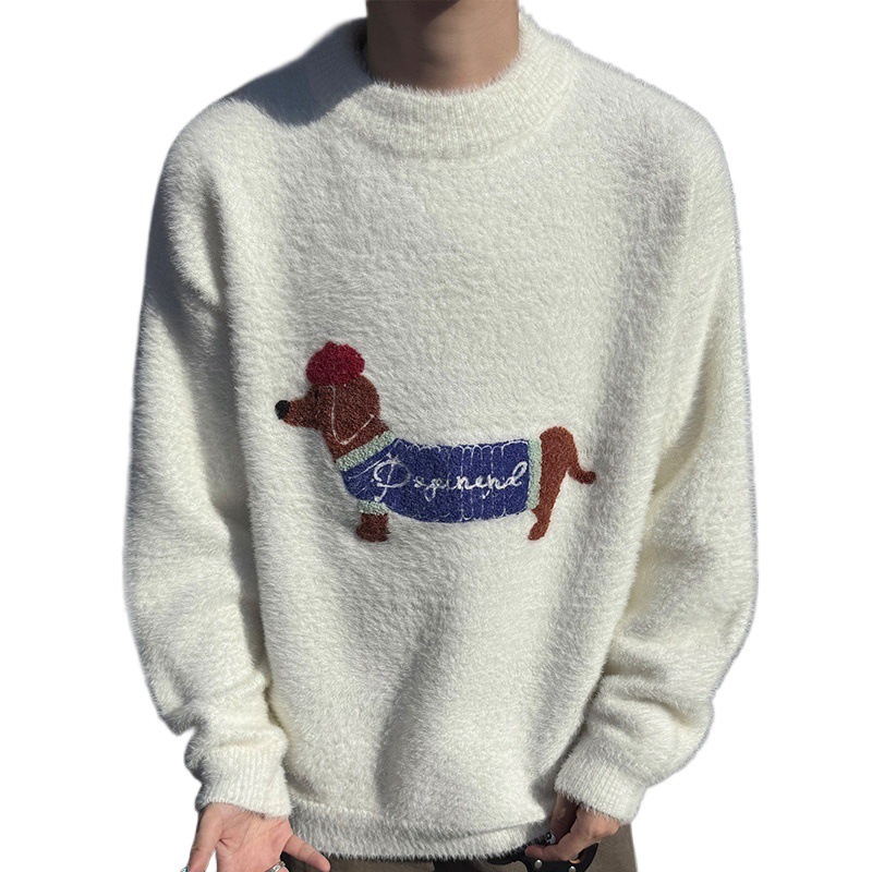 Casual Sweater For Men Featuring A Dachshund Design