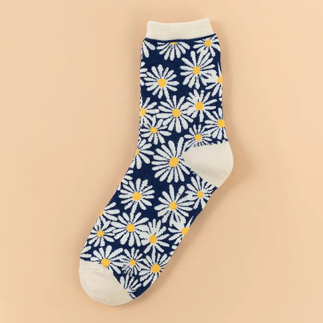 Winter Creative Small Daisy Flower Women's Socks Dark Blue - Shop at LoveMi