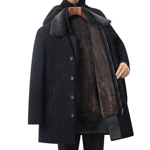 Middle-aged and Elderly Fleece-lined Thickened Detachable Two-piece Coat