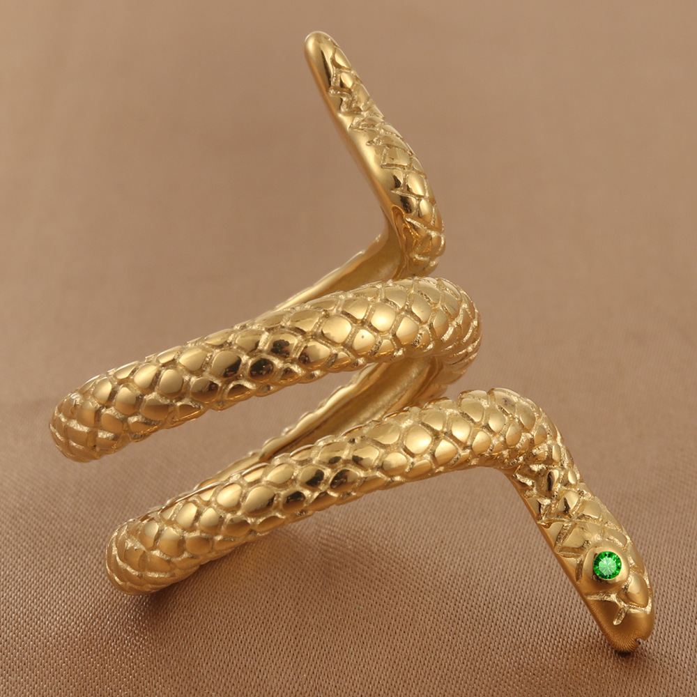 Titanium Steel Vintage Stainless Steel Snake Animal Ring