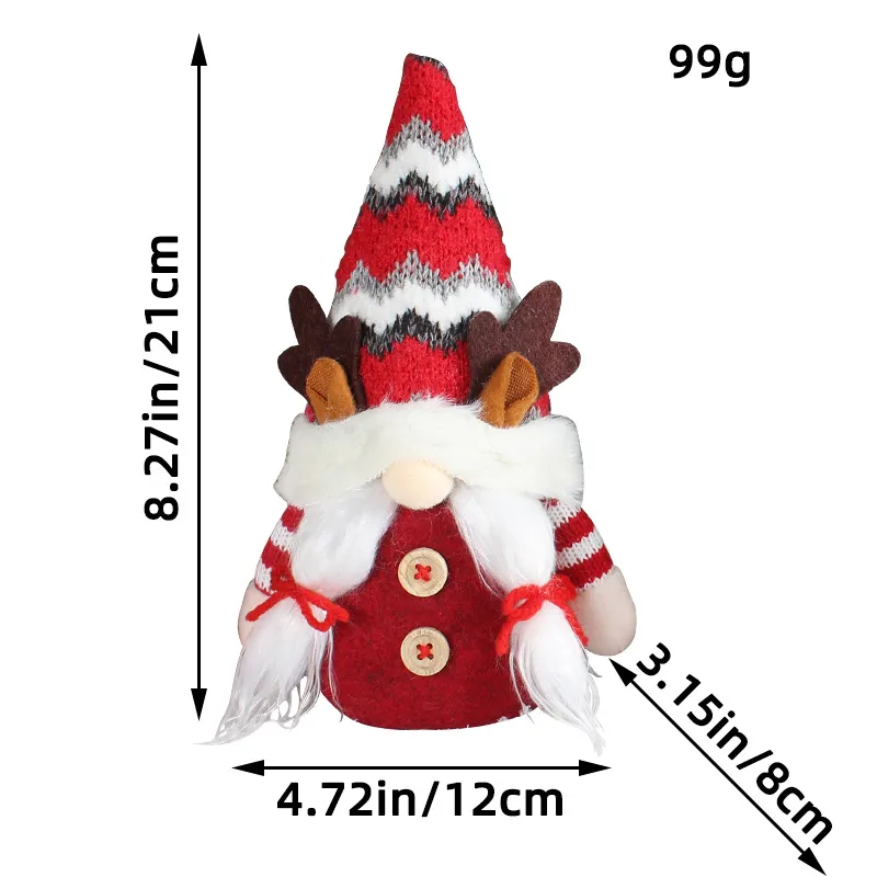 Christmas Deer Horn Doll Grey Red High Hat - B239 Pointed Hat Antlers Red