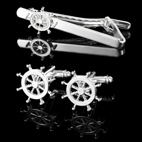 Simple Trendy Men's Rudder Cufflinks Tie Clip