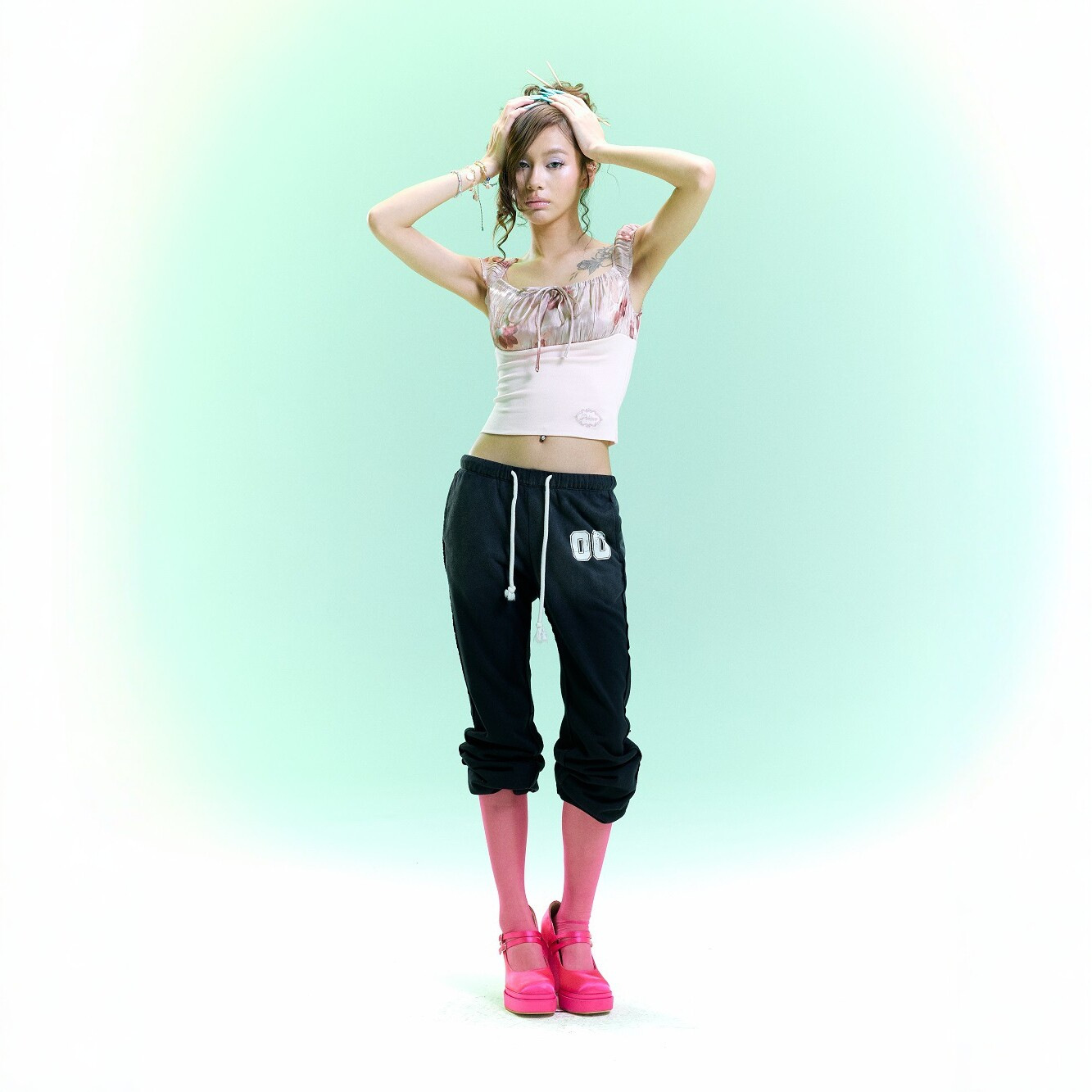Women's American Retro Flared Hem Drawstring Straight Leg Pants Casual Cotton Trousers