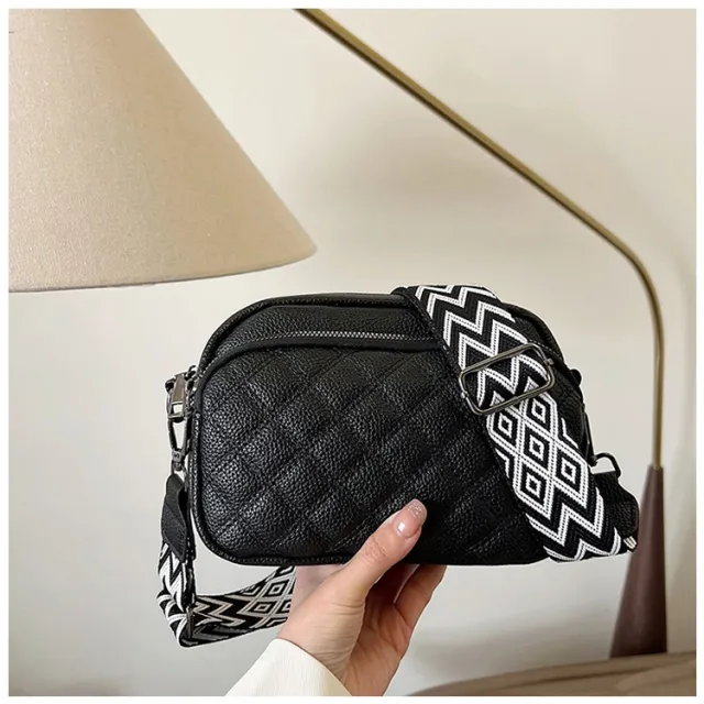 All match Diamond Pattern Soft Leather Shoulder Messenger Bag Black - Shop at LoveMi