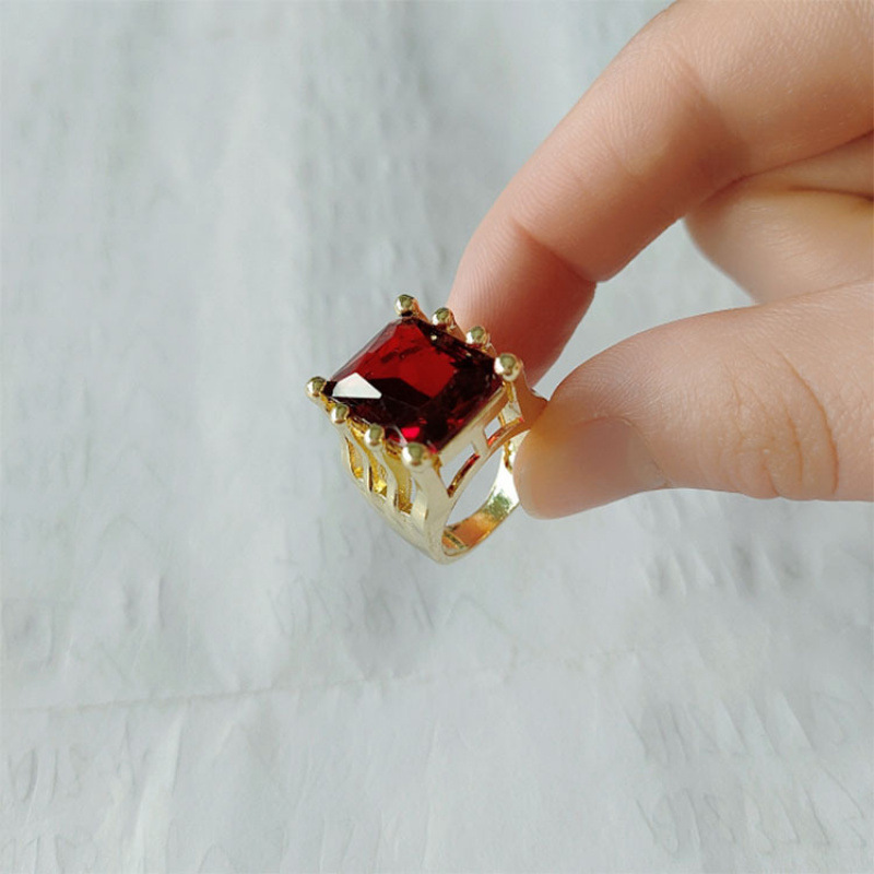 Square Zircon Crystal Womens Ring