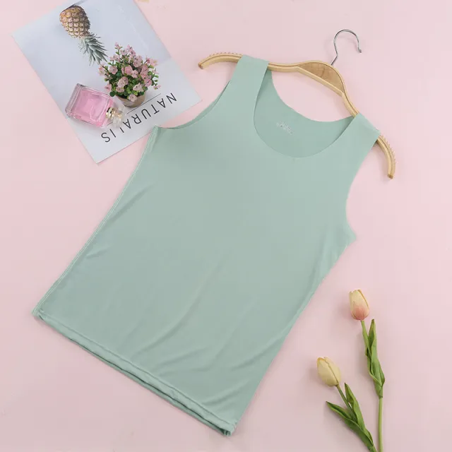 Traceless Vest Women's Summer Milk Silk Round Neck Bottoming Shirt Green - Shop at LoveMi