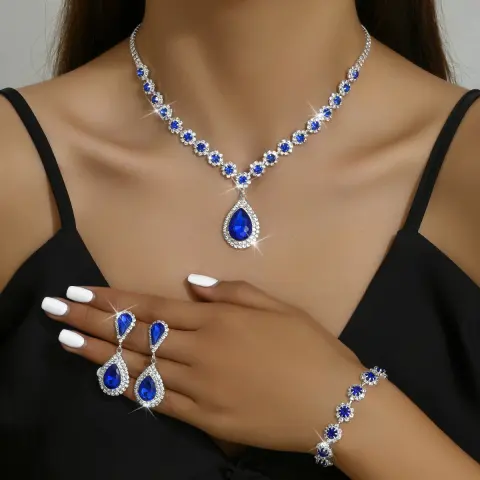 Fashion Jewelry Bridal Suit Necklace Ear Stud Bracelet Three-piece