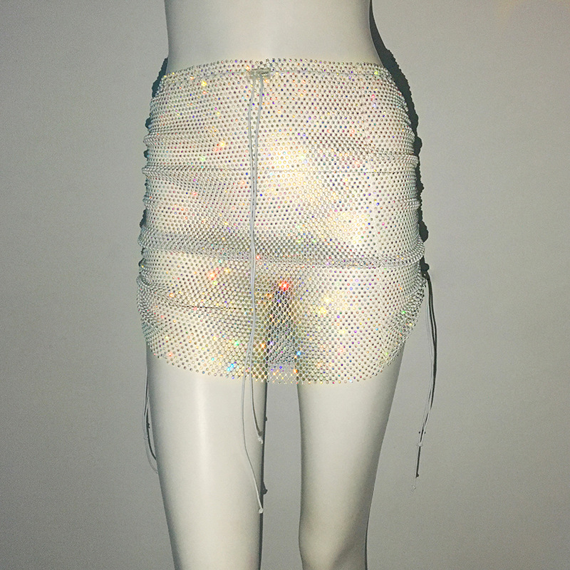 White AB Diamond Short Skirt