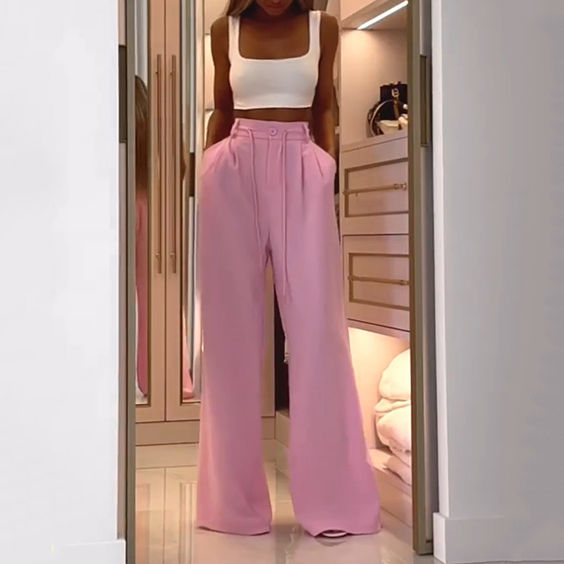 Women's Suit Summer Fashion Casual Solid Color Loose Trousers Two-piece Set