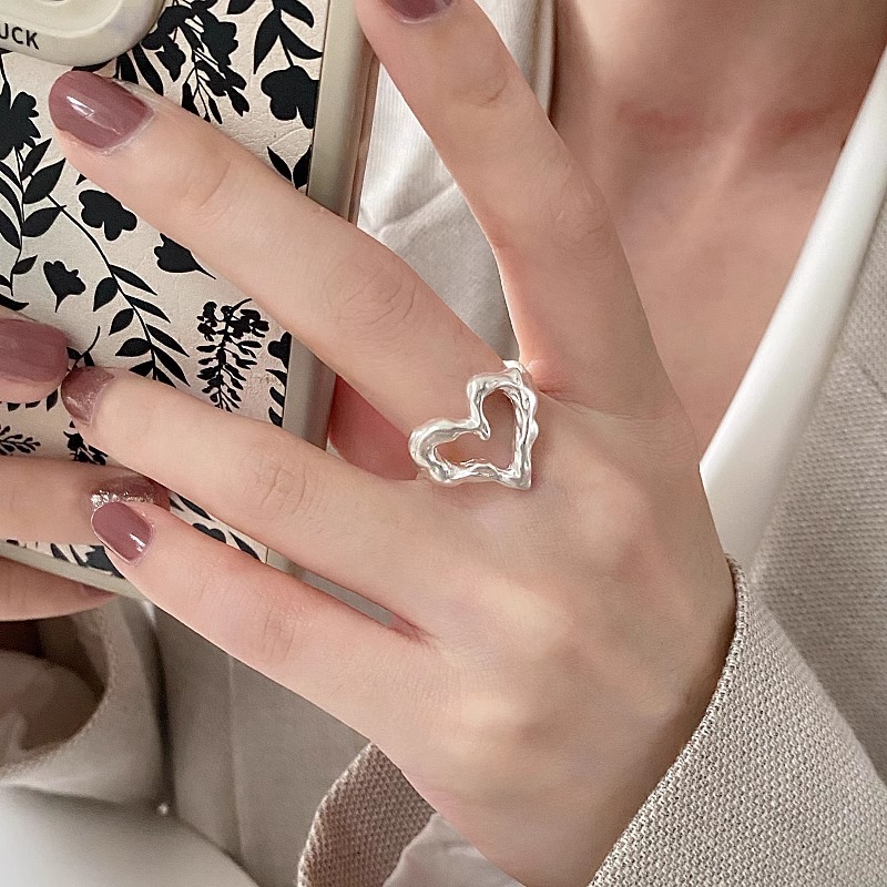 Irregular Texture Love Heart-shaped Ring