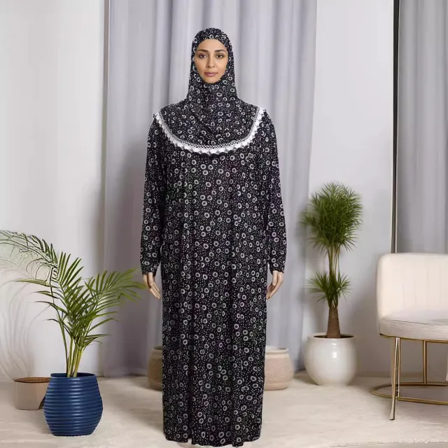 Plus Size Hooded Printed Dress For Woman Black - Shop at LoveMi