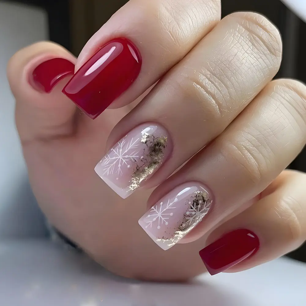 Christmas Jelly Glue Nail Sticker Wear Fake