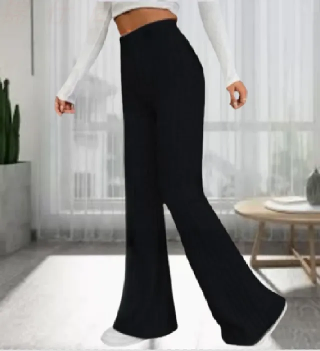 Spring Fashion Elegant Stretch Slim Fit Nude Feel Bell bottom Pants Black - Shop at LoveMi