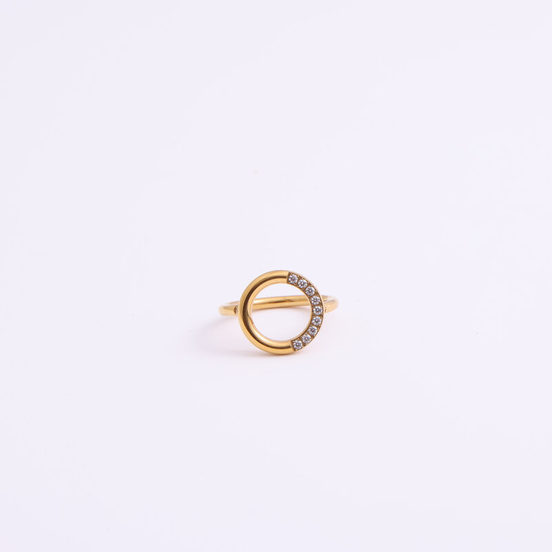 Fashion Round Titanium Steel Electroplated Ring