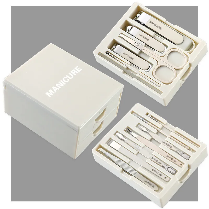 Carbon Steel Manicure Tool Multi-Function Nail Clipper Set - Milky White